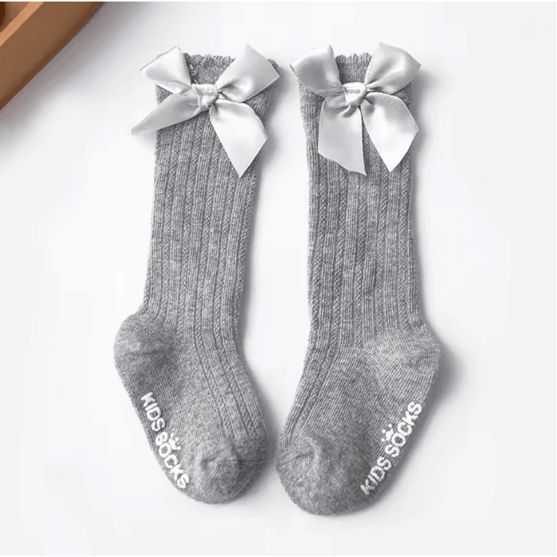 Baby Girls Christmas Knee High Bow Socks Cute Cotton Princess Long Tube Socks 6