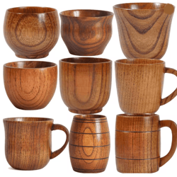 handmade wooden beer cup natural spruce wood big belly drink mug