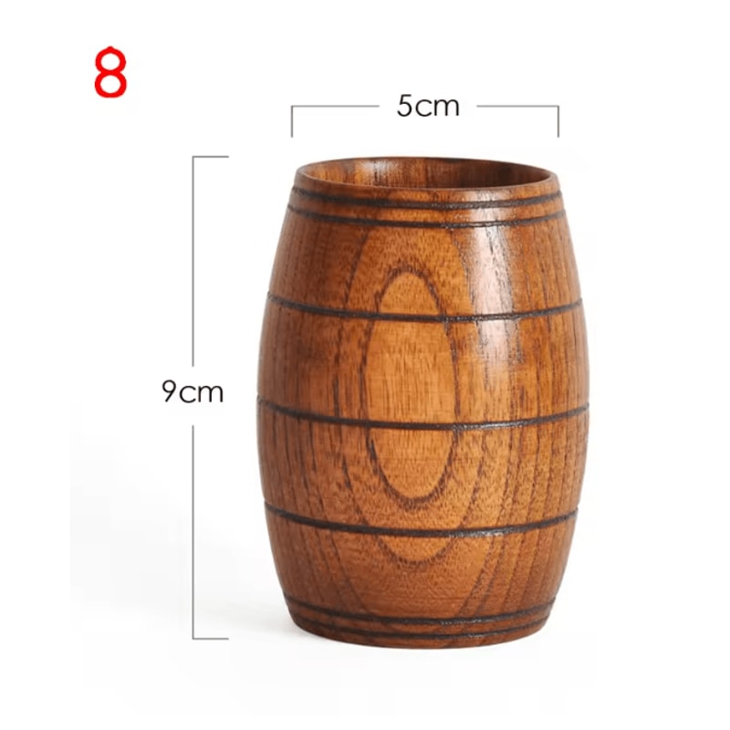 Handmade Wooden Beer Cup Natural Spruce Wood Big Belly Drink Mug 10