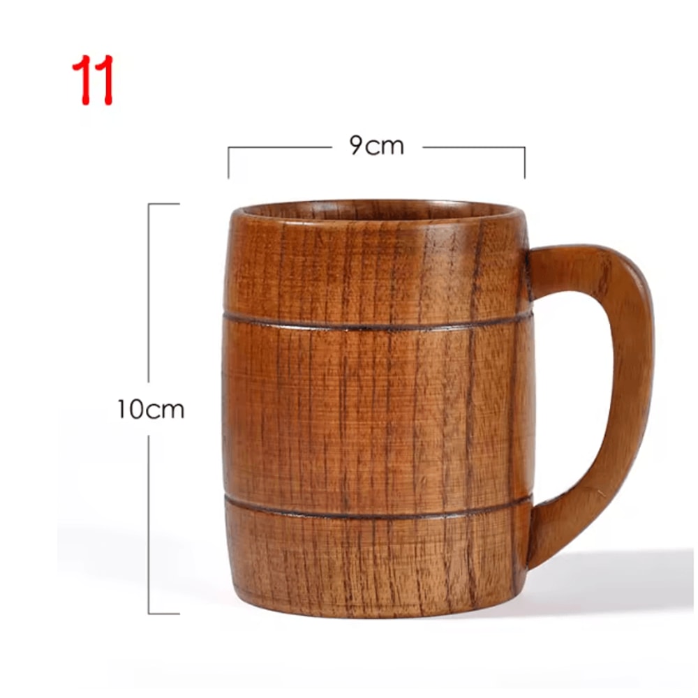 Handmade Wooden Beer Cup Natural Spruce Wood Big Belly Drink Mug 13