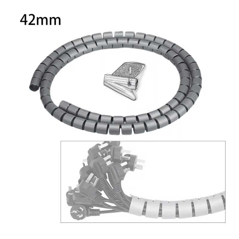 Spiral Cable Protector Wrap 2m Wire Cover And Desk Cord Organizer 3