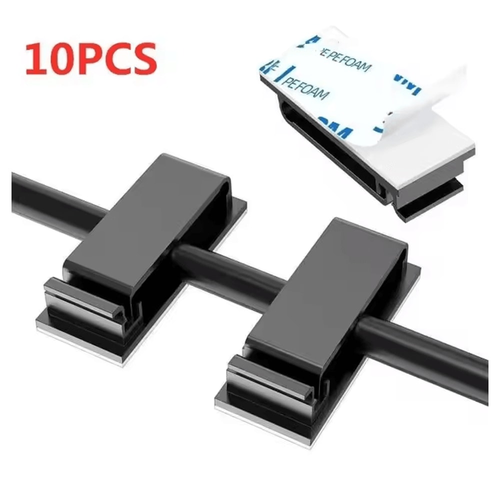 Self Adhesive Cable Holder Clip Desktop Wire Organizer For PC And USB Cords 10