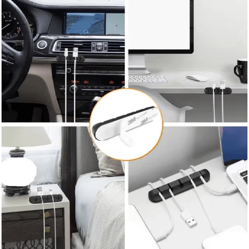 Silicone Cable Holder Clips Self Adhesive USB Cord Organizer For Desk 2