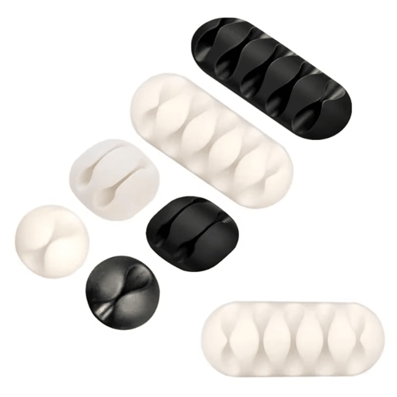 Round Silicone USB Cable Clip Adhesive Charger Cord Organizer For Desk 0