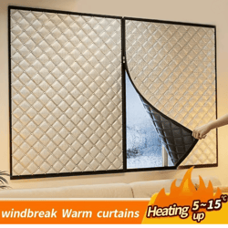 custom windproof winter curtains zipper sealed no drill insulated window cover