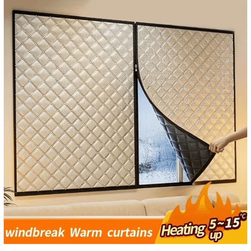 Custom Windproof Winter Curtains Zipper Sealed No Drill Insulated Window Cover 0