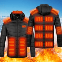 unisex electric heated jacket with 3 heat levels and windproof design