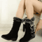 Womens Winter Snow Boots Mid Calf Fur Lined Wedge Slip On 3