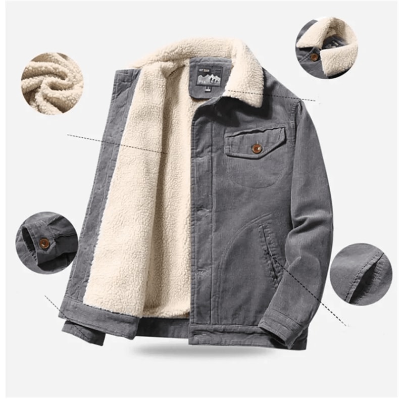 Mens Corduroy Winter Parka Jacket With Velvet Lining 0