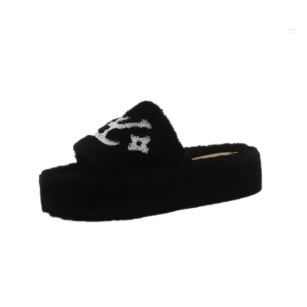 Womens Furry Slide Slippers Plush Fur Flip Flops For Home And Party 3