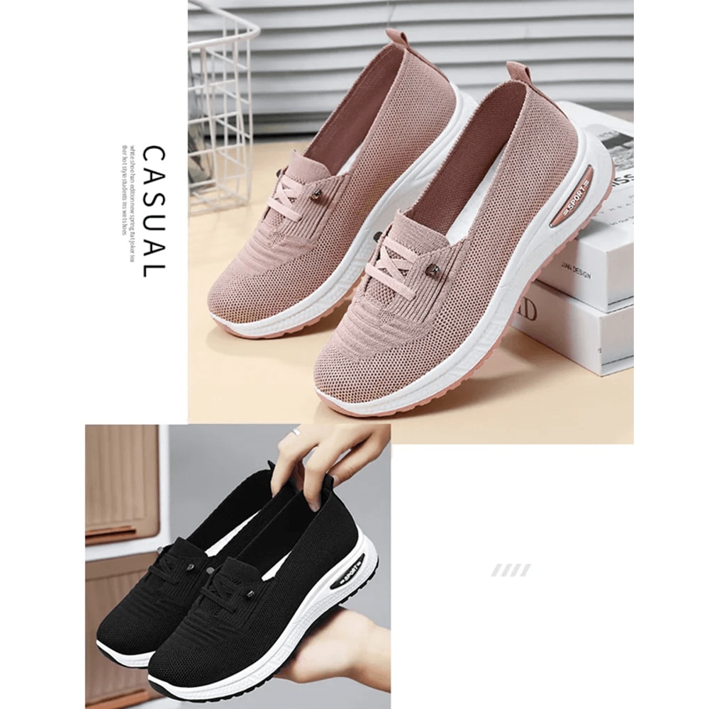 Womens Breathable Mesh Slip On Sneakers Orthopedic Platform Trainers 1