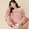 Womens Flannel Winter Pajama Set Coral Velvet Cartoon Bear Sleepwear 4