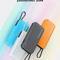 cuktech 20000mah built in cable power bank 55w fast charging