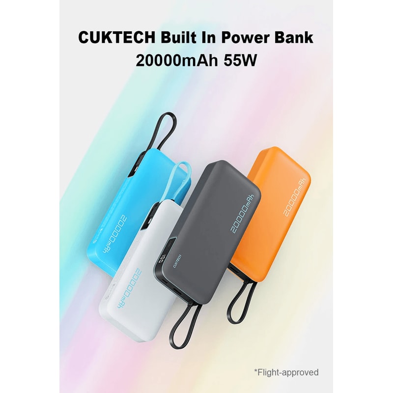 CUKTECH 20000mAh Built In Cable Power Bank 55W Fast Charging 0