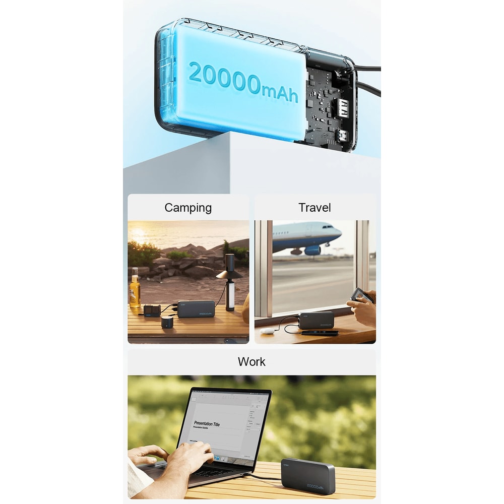 CUKTECH 20000mAh Built In Cable Power Bank 55W Fast Charging 1