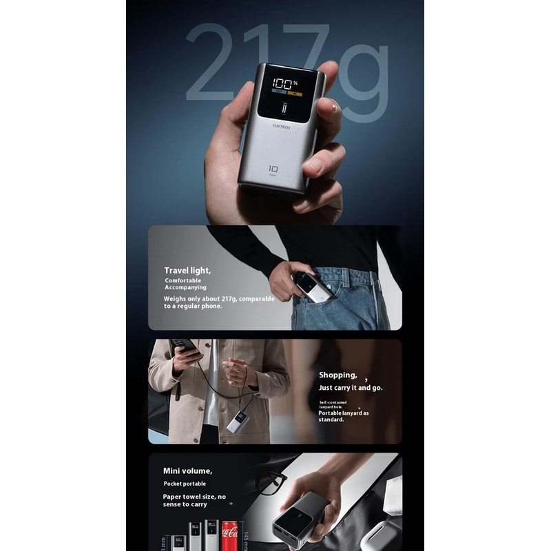 CUKTECH 10000mAh Mini Power Bank 55W Fast Charging With Digital Display 1