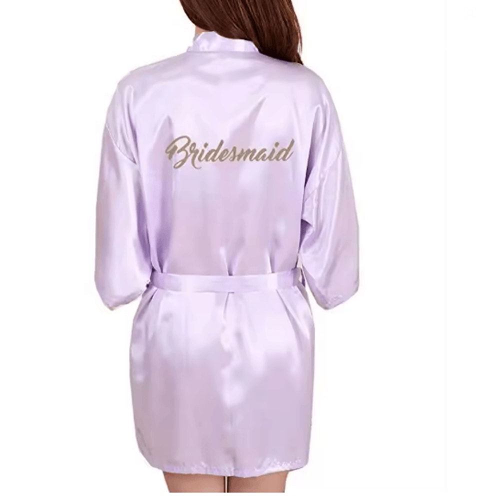 Personalized Satin Bridal Party Robe With Gold Lettering 9