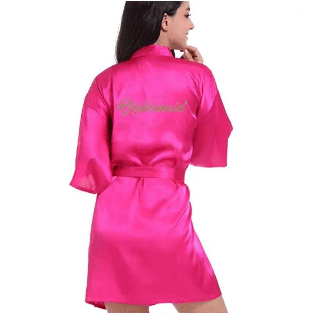 Personalized Satin Bridal Party Robe With Gold Lettering 12