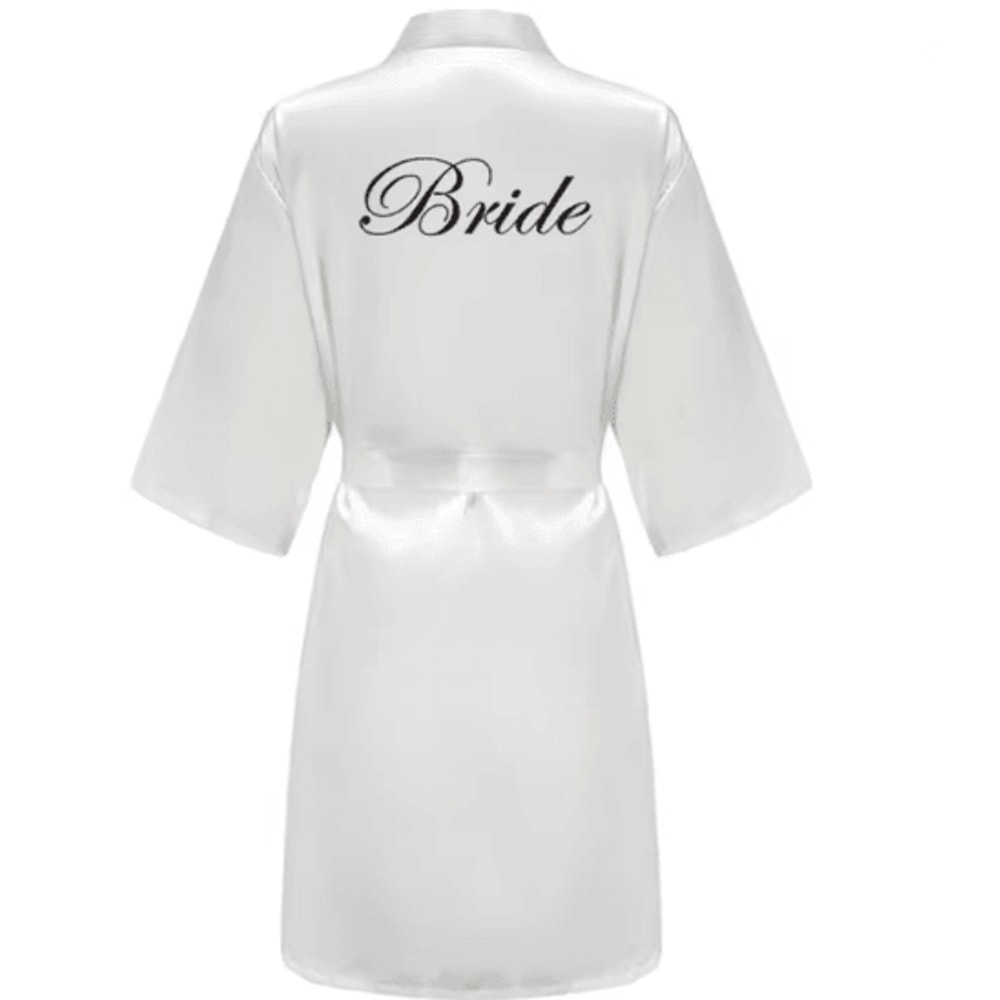 Personalized Satin Bridal Party Robe With Gold Lettering 2