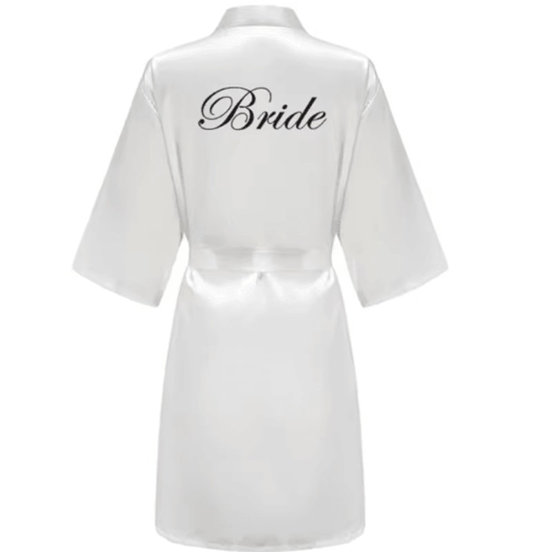 Personalized Satin Bridal Party Robe With Gold Lettering 2