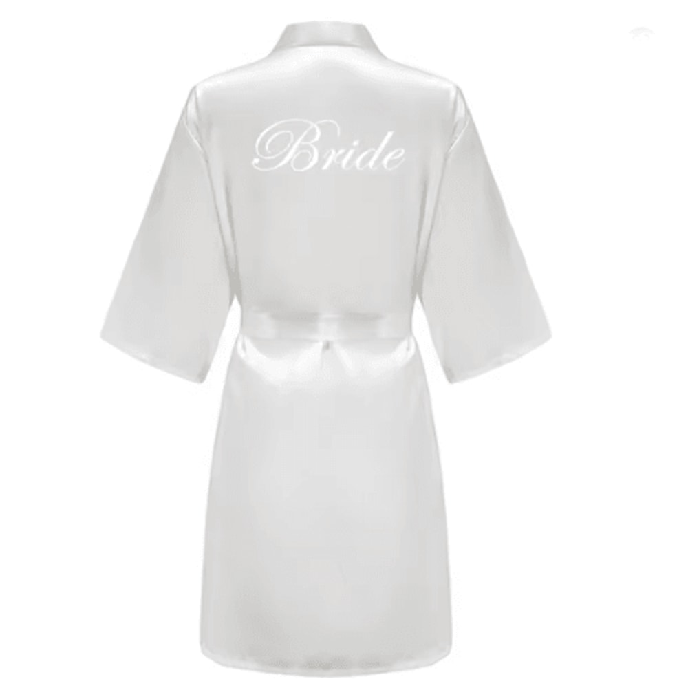 Personalized Satin Bridal Party Robe With Gold Lettering 6