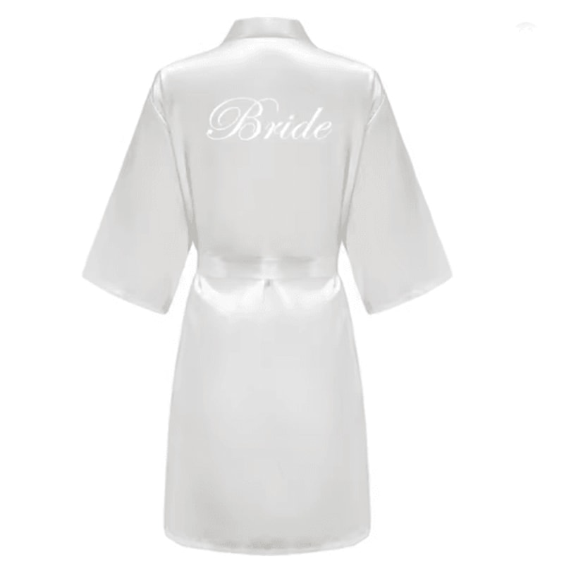 Personalized Satin Bridal Party Robe With Gold Lettering 6