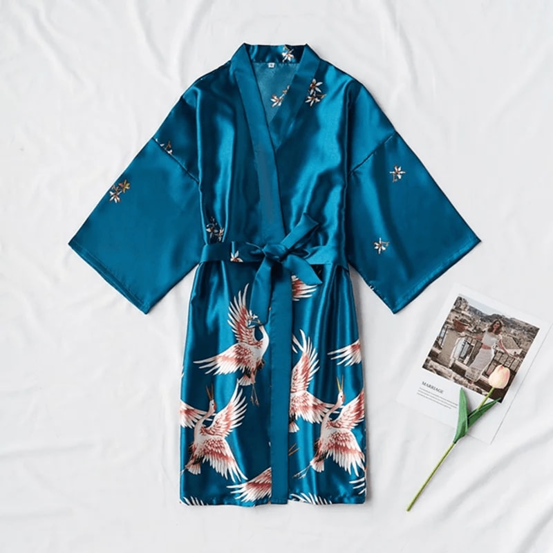 Luxury Satin Kimono Robe For Women Bridal And Loungewear 4