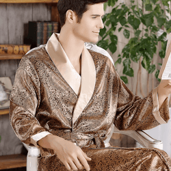 mens satin kimono robe long sleeve luxury bathrobe up to 5xl