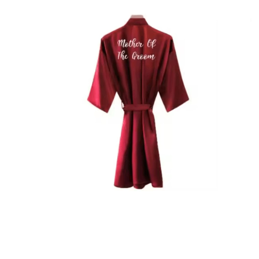 Burgundy Satin Bridal Robe For Bride And Bridesmaids 1