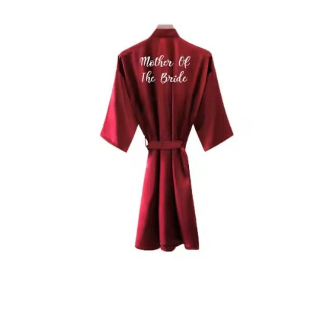 Burgundy Satin Bridal Robe For Bride And Bridesmaids 3