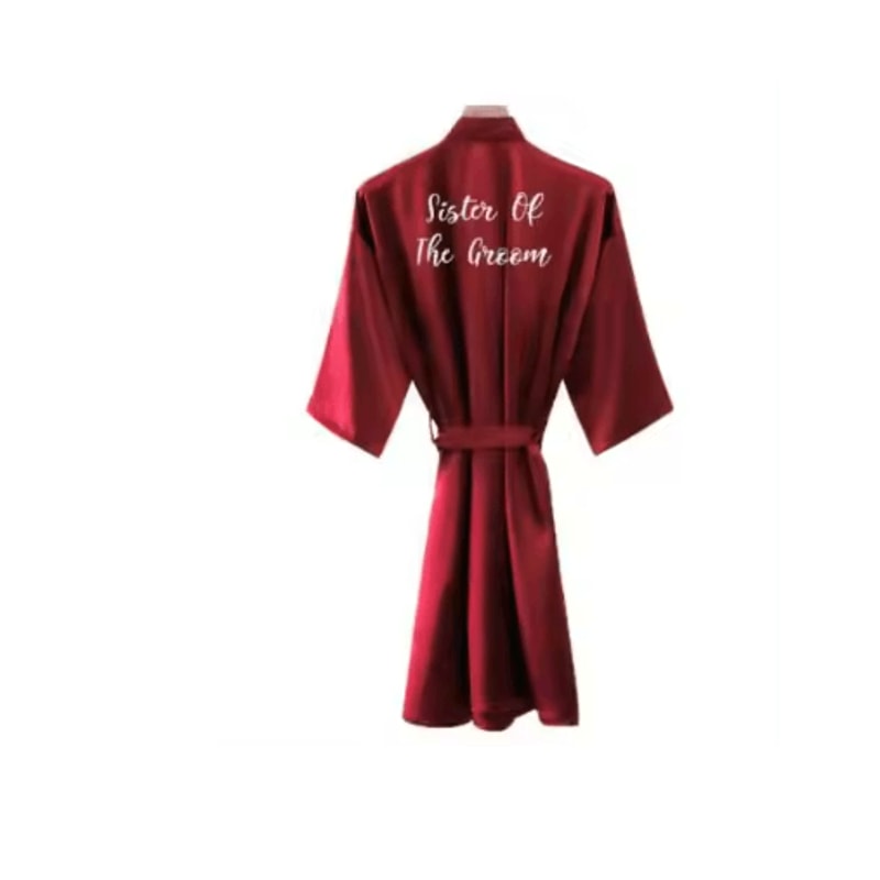 Burgundy Satin Bridal Robe For Bride And Bridesmaids 4
