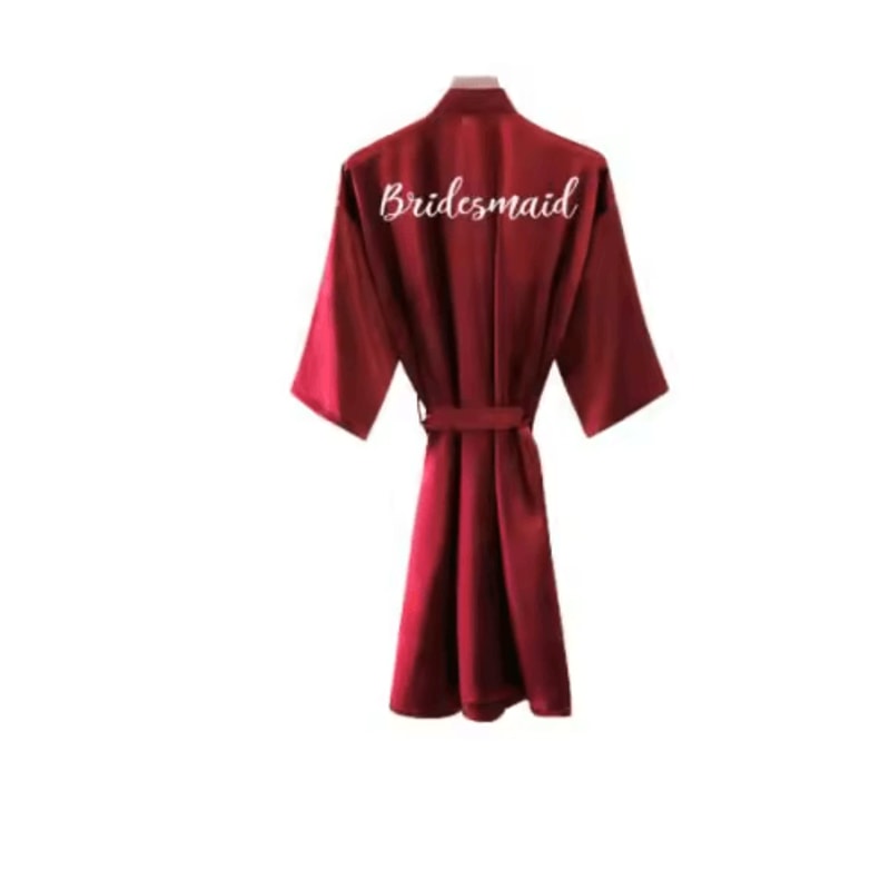 Burgundy Satin Bridal Robe For Bride And Bridesmaids 6