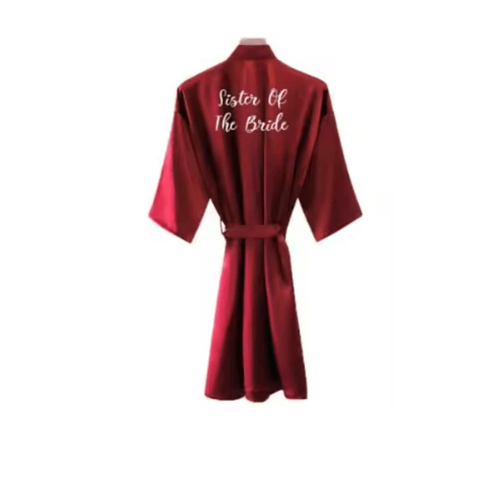 Burgundy Satin Bridal Robe For Bride And Bridesmaids 7