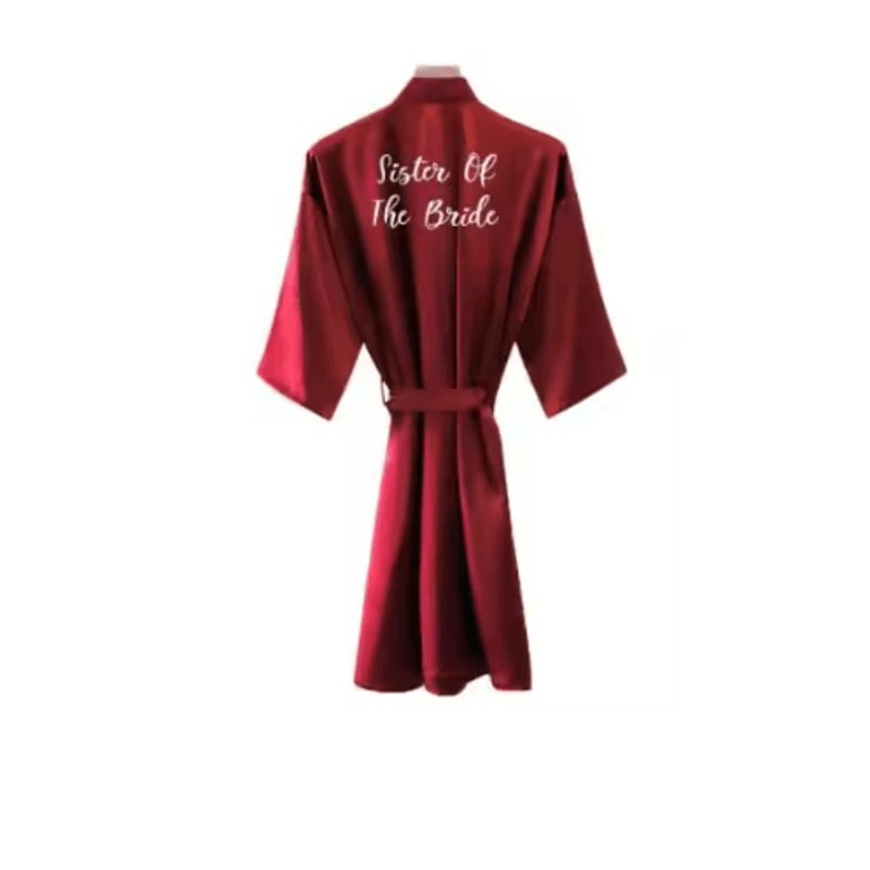 Burgundy Satin Bridal Robe For Bride And Bridesmaids 7