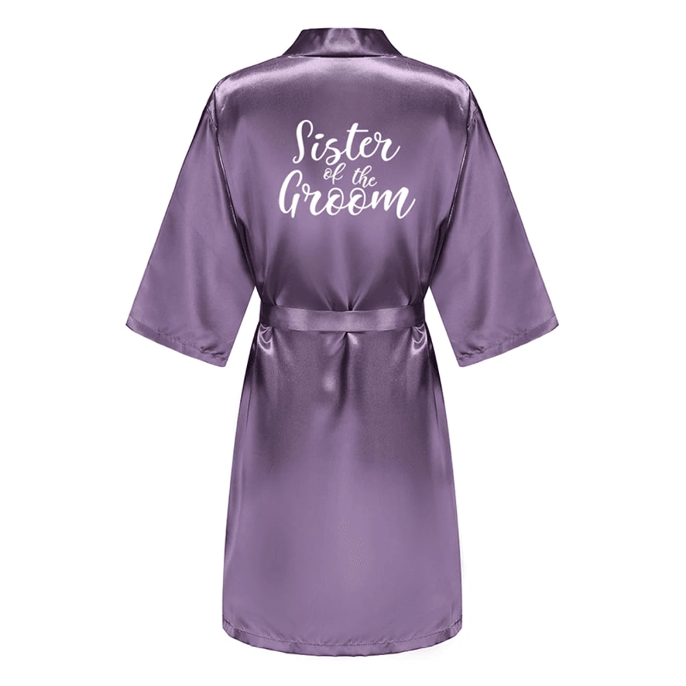 Satin Bridal Party Robe For Bride And Bridesmaids Short Silk Kimono 17