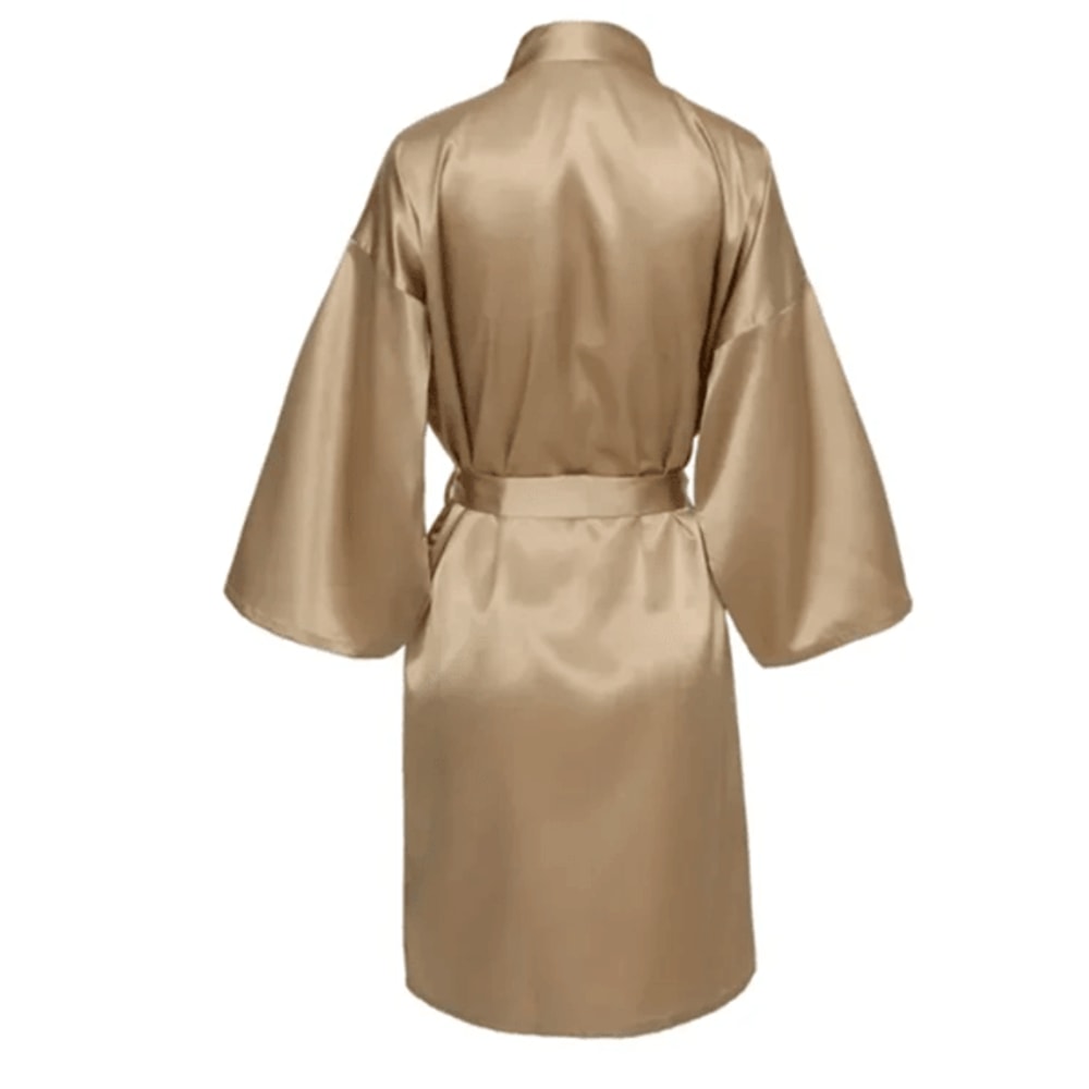 Elegant Satin Night Robe For Women With V Neck And Belted Waist 0