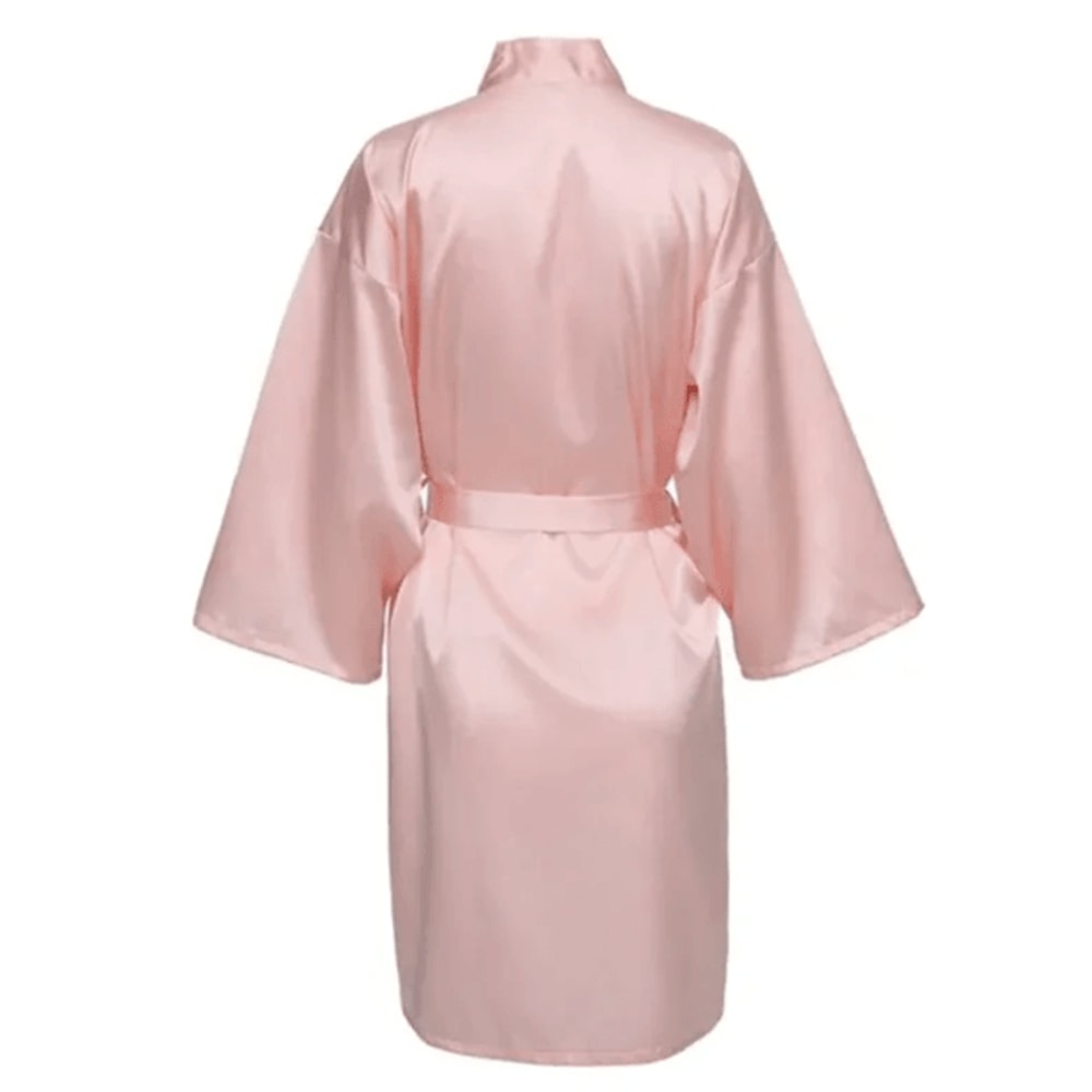 Elegant Satin Night Robe For Women With V Neck And Belted Waist 9