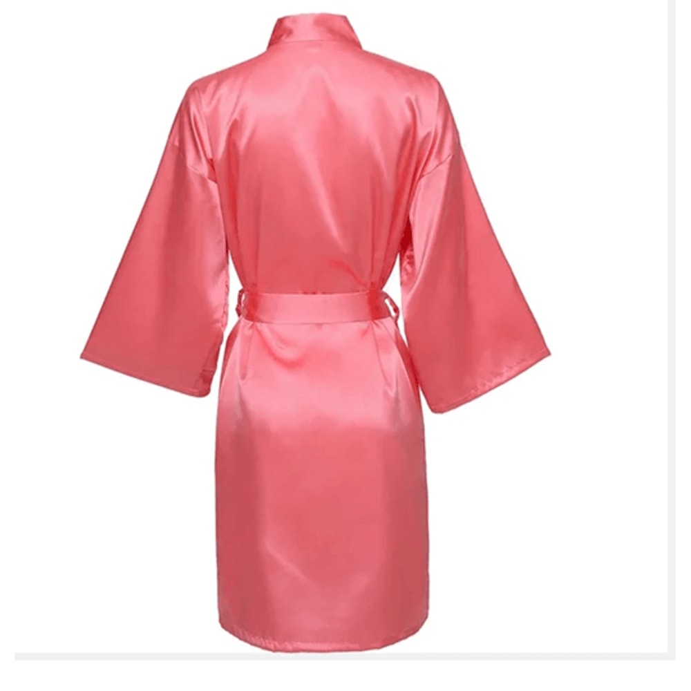 Elegant Satin Night Robe For Women With V Neck And Belted Waist 10