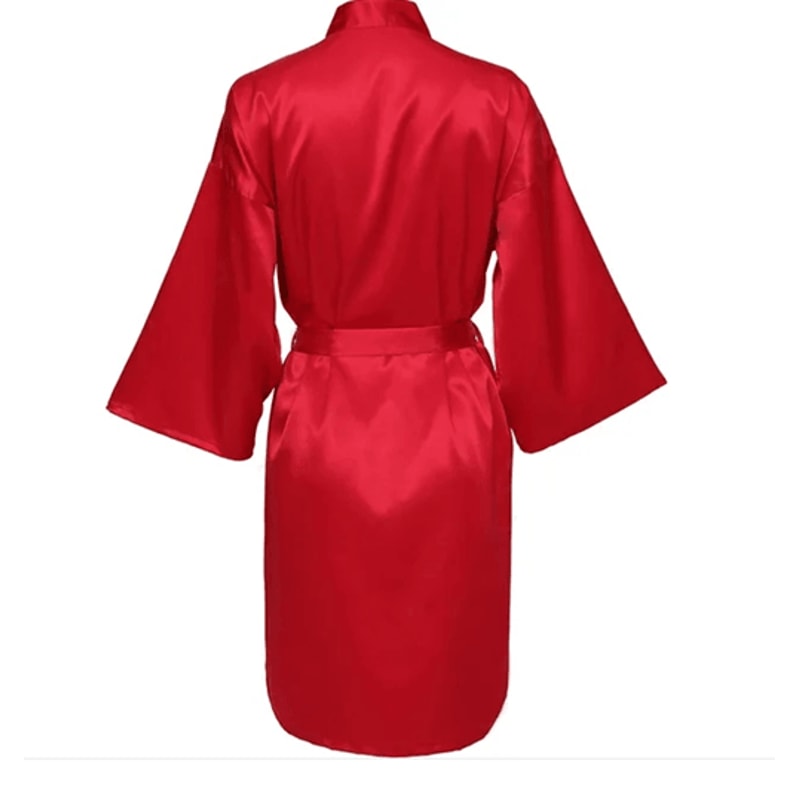 Elegant Satin Night Robe For Women With V Neck And Belted Waist 11