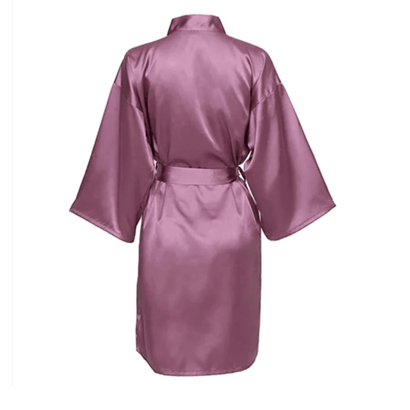 Elegant Satin Night Robe For Women With V Neck And Belted Waist 15