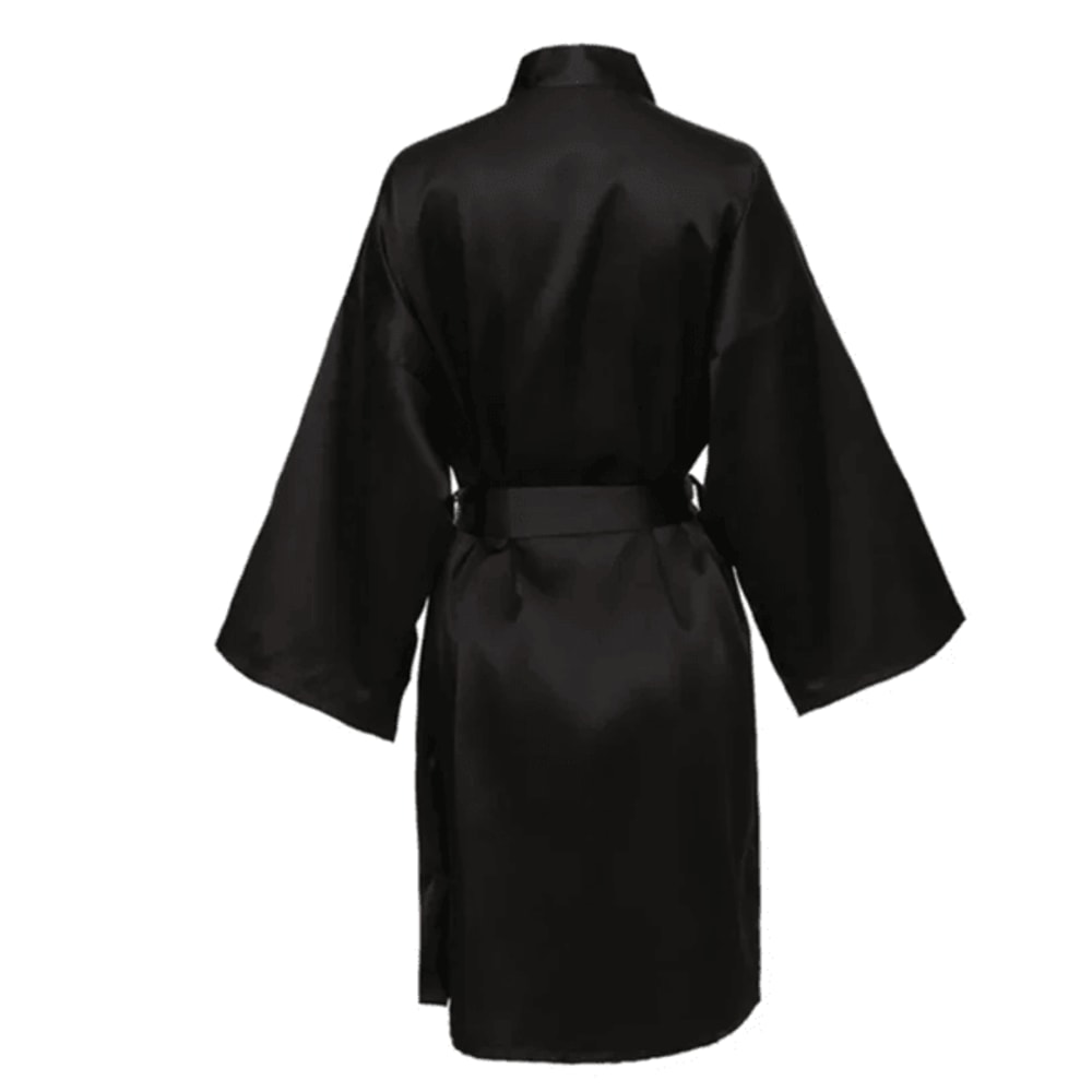 Elegant Satin Night Robe For Women With V Neck And Belted Waist 1