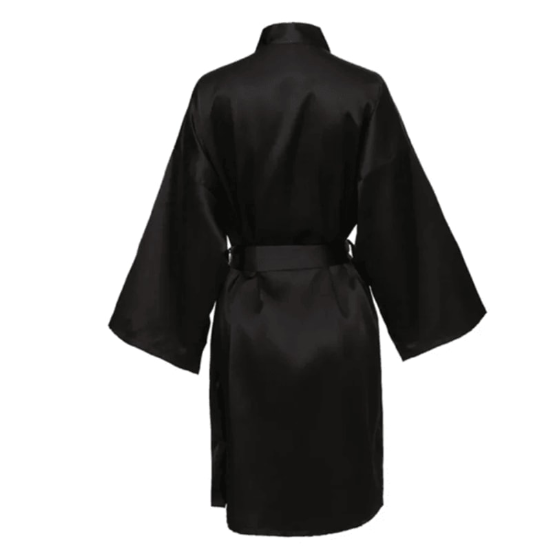 Elegant Satin Night Robe For Women With V Neck And Belted Waist 1