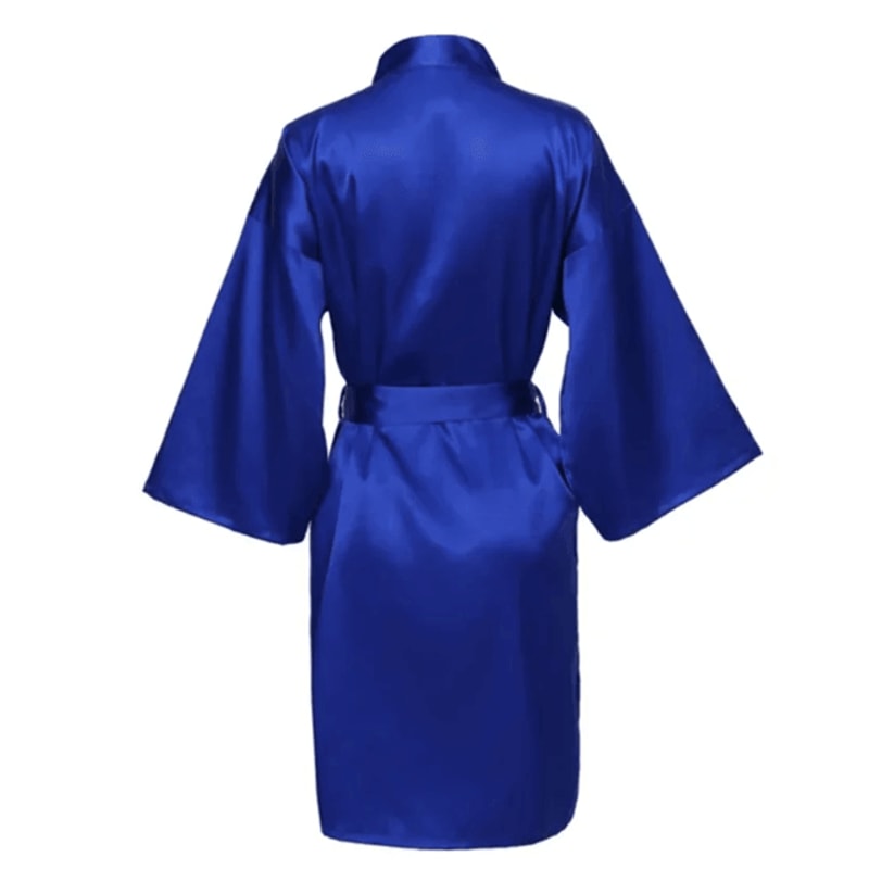 Elegant Satin Night Robe For Women With V Neck And Belted Waist 2