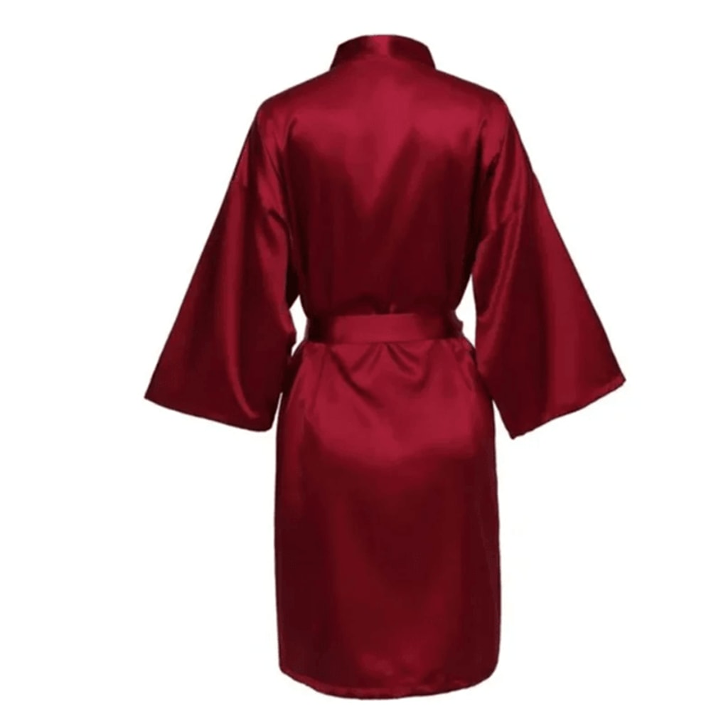 Elegant Satin Night Robe For Women With V Neck And Belted Waist 3