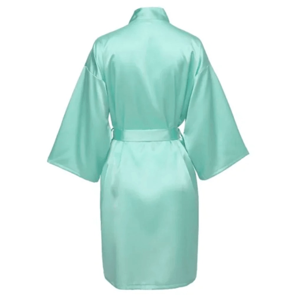 Elegant Satin Night Robe For Women With V Neck And Belted Waist 5