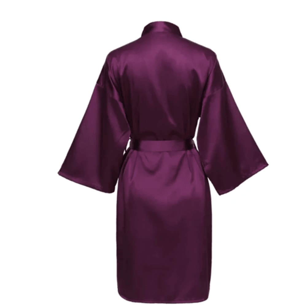 Elegant Satin Night Robe For Women With V Neck And Belted Waist 6