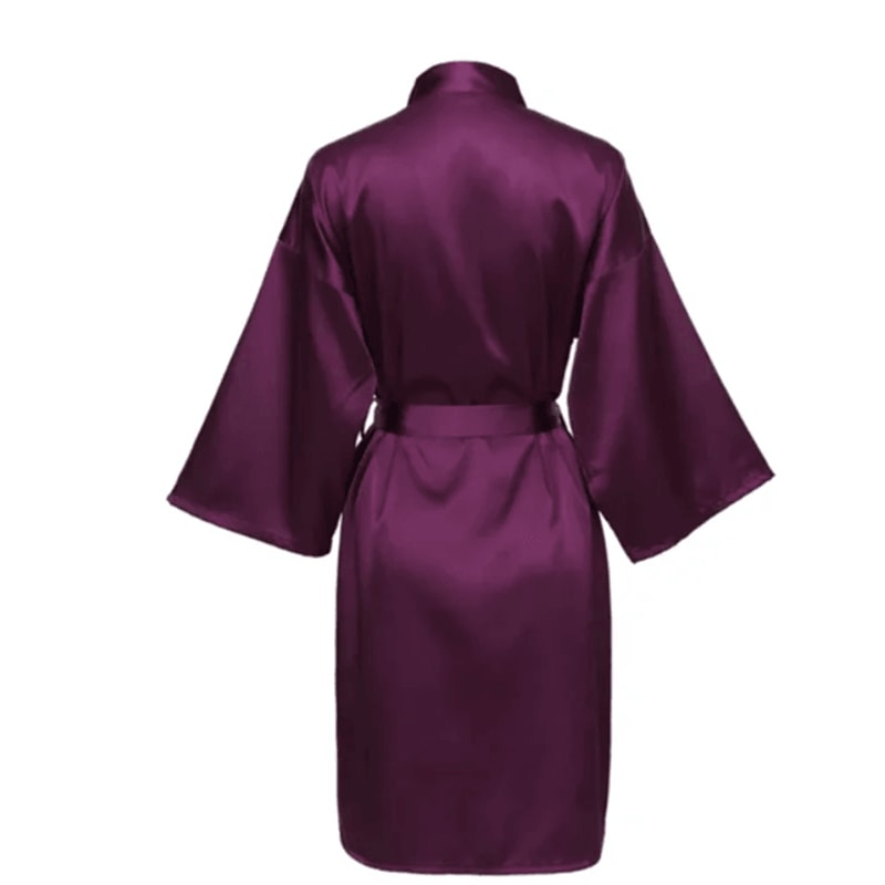 Elegant Satin Night Robe For Women With V Neck And Belted Waist 6