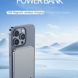ultra thin magnetic wireless power bank with led display