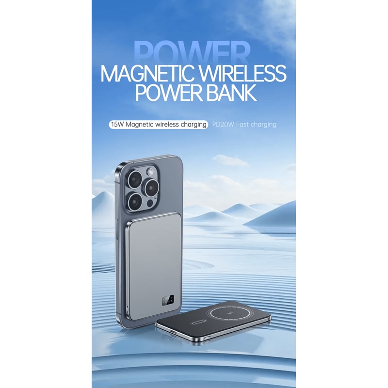 Ultra Thin Magnetic Wireless Power Bank With LED Display 0