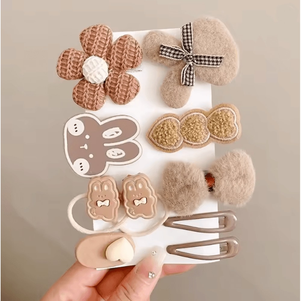 Korean Cartoon Plush Hair Clips Set For Girls Cute Winter Hair Accessories 11